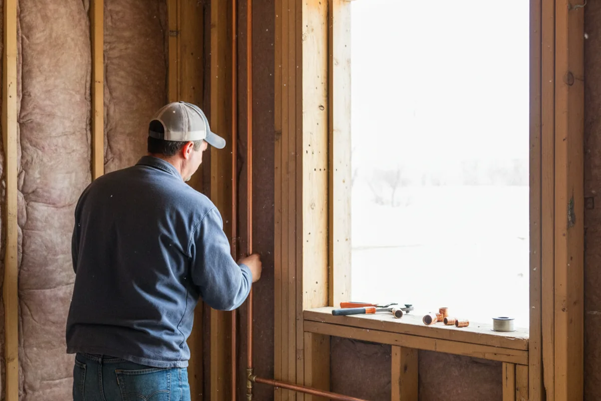 Licensed plumber running new copper supply lines in a Overland Park home