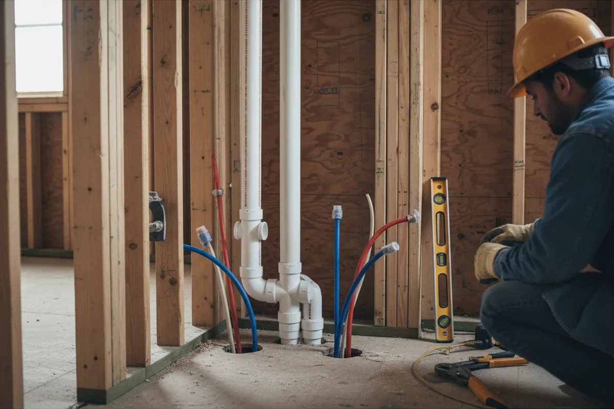 Drain and supply rough-in during Toilet Repair and Installation in Overland Park