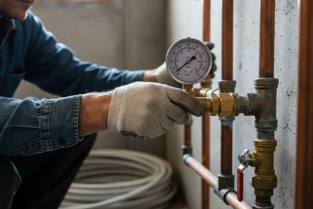 Pressure testing a repaired line during Water Line Repair in Overland Park